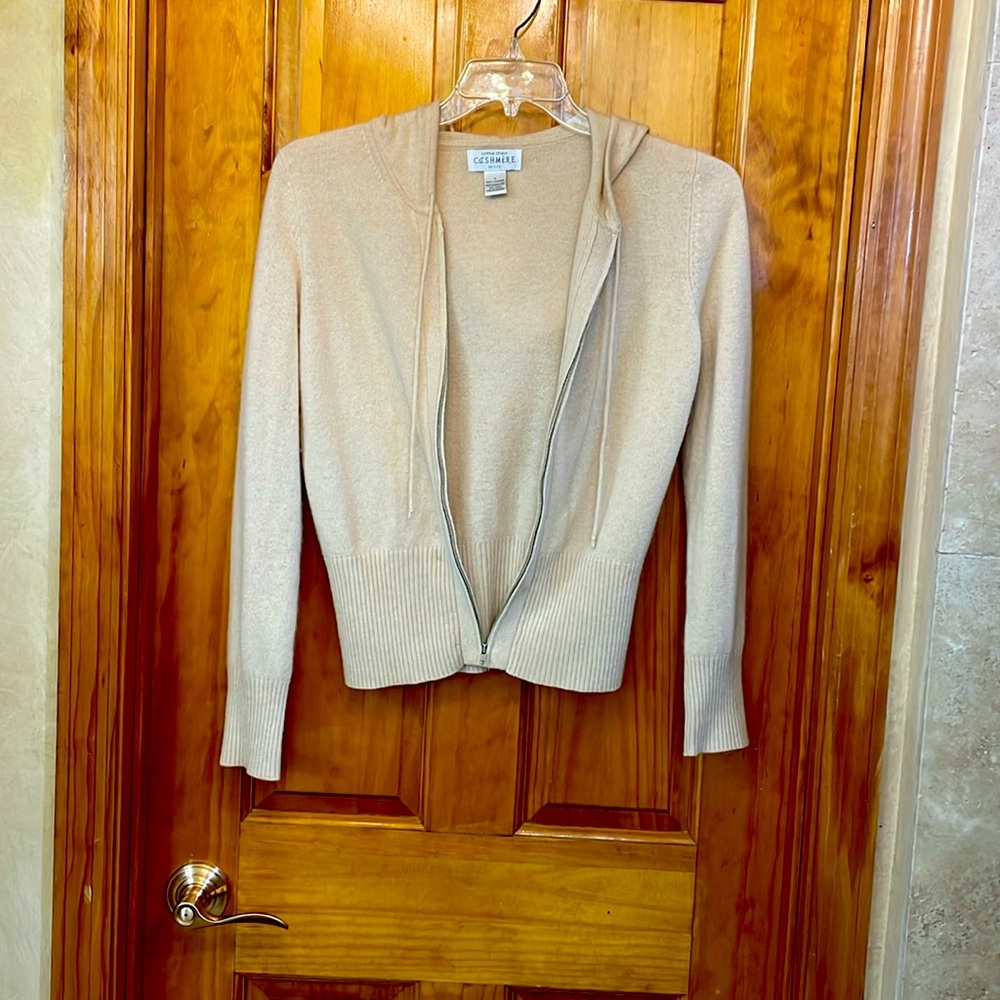 Sutton Studio Cashmere sweater with hood.